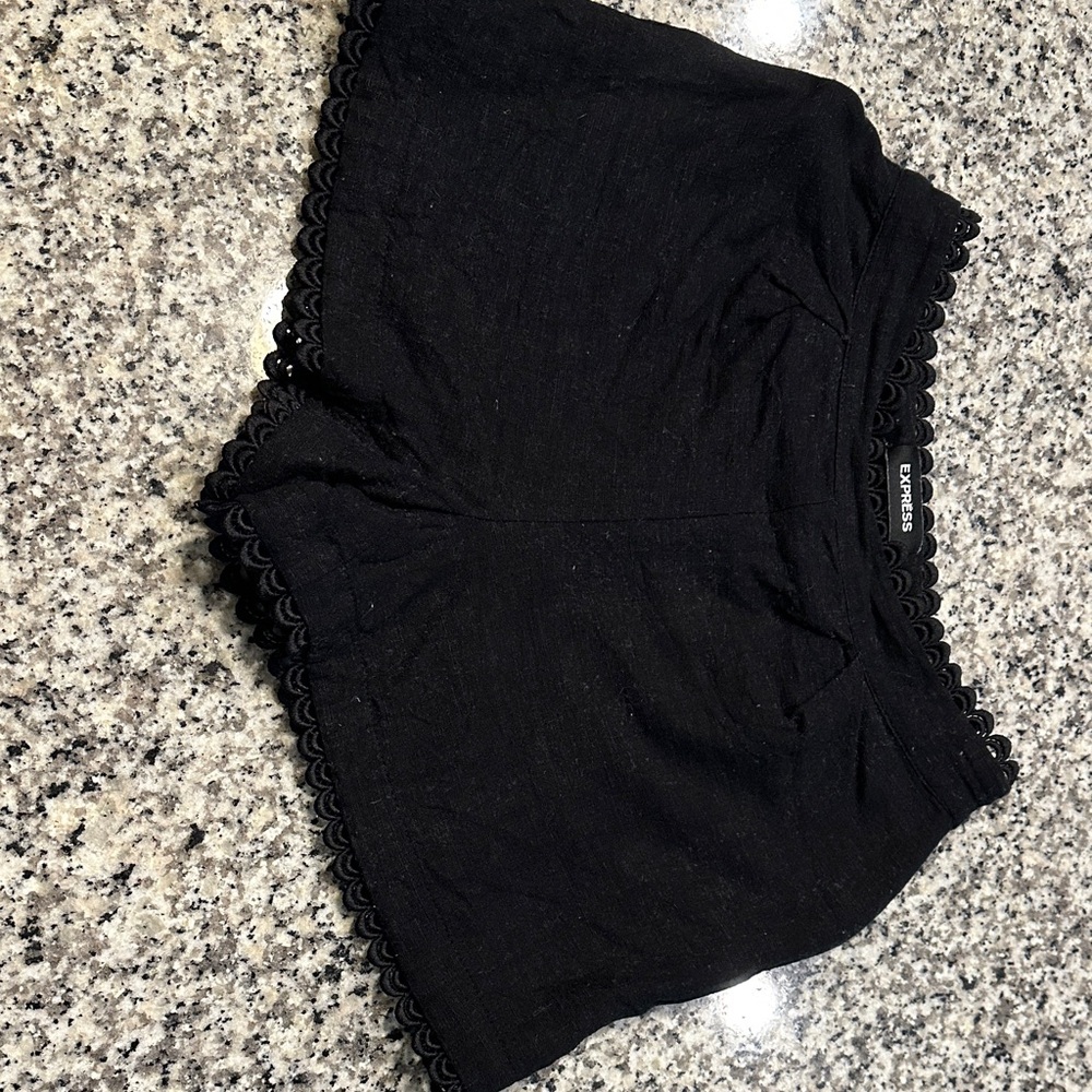 Express Black Scalloped Hem Shorts